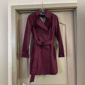 Banana Republic Factory Trench Coat, Burgundy, XS